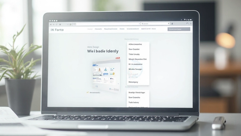 Screenshot van minimalistische website navigatie met duidelijke hiërarchie en visuele scheiding